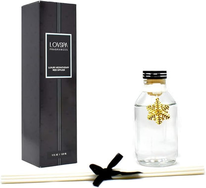 LOVSPA Reed Diffuser Set, Peppermint Bark Scented Oil Diffuser with Sticks, Home Fragrance Accessories for Bathroom Shelf Decor, Aroma Diffusers for Home or Office Desk, USA Made