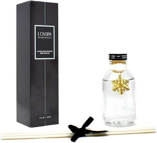 LOVSPA Reed Diffuser Set, Peppermint Bark Scented Oil Diffuser with Sticks, Home Fragrance Accessories for Bathroom Shelf Decor, Aroma Diffusers for Home or Office Desk, USA Made