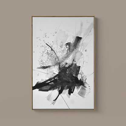 Abstract Black and White Wall Art Modern Artwork for Walls Ink Texture Painting Canvas Prints Watercolor Fluid Lines Pictures Framed Bedroom Office Living Room Bathroom Decorations 12"x16"x3