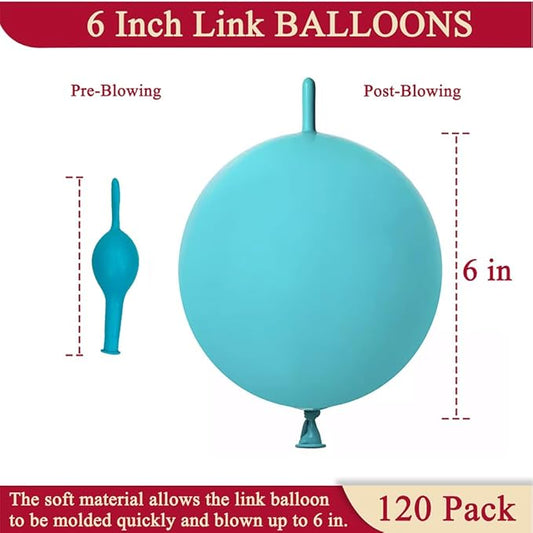 Teal Blue Link Balloons 6 Inch 120 Pcs Latex Quick Linking Balloon for Birthday Wedding Party Festival Decorations