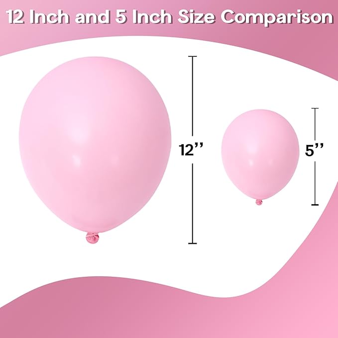 Pastel Pink Balloons - 60 Pcs, 5 Inch Mini Matte Helium Balloons for Baby Shower, Gender Reveal, Birthday Party Decorations