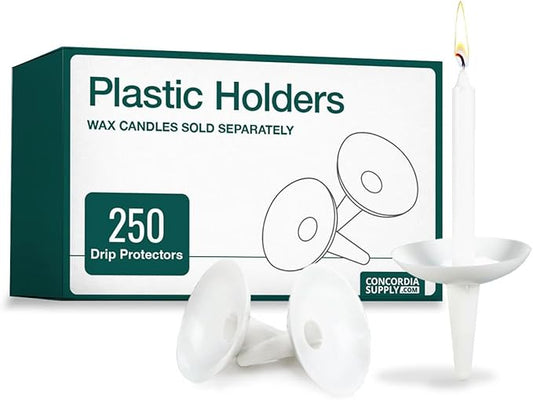 Concordia Supply Candlelight Service Reusable Plastic Candle Holders - 250 Pcs. Protector for Church Vigils, Memorial & Christmas Eve Candles