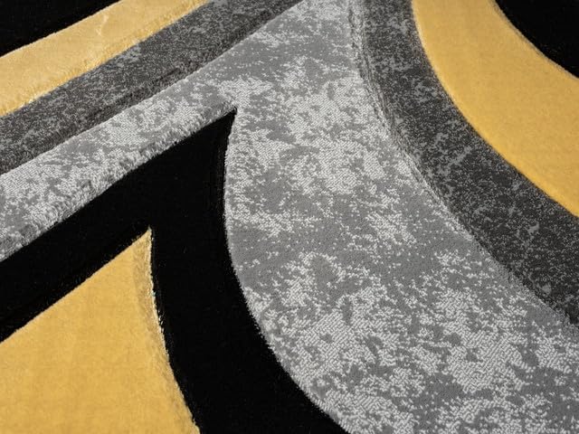 Ultra Soft Area Rug - Modern Abstract Design for Living Room & Bedroom - Foldable, Stain Resistant, Easy to Clean - (8x11, Yellow)