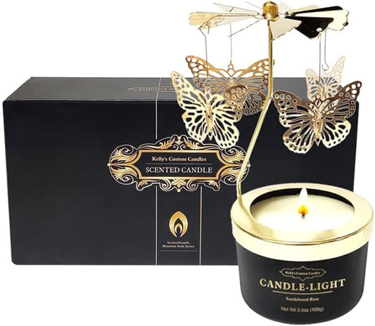 Kelly's Custom Candles, Butterfly Candle Birthday Gift for Mom,Girlfriend,Unique Easter Gifts for Sister, Wife and Mother in Law,Rotatable Aromatherapy Candles Gift for Women.