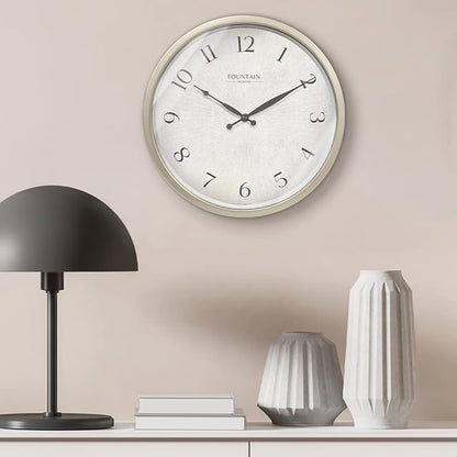 12 Inch Small Modern Farmhouse Wall Clock, Non Ticking Silent Clock, Modern and Vintage (Morning Silver)