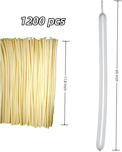 1200 Pcs Long Balloon Animal Making Kit 60 Inch Clear 260 Twisting Balloons for Party Decorations and Crafts