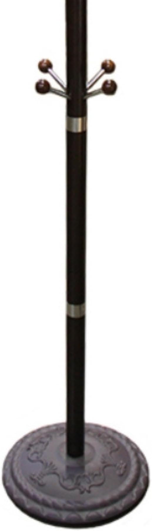 73" Tall Chrome and Wood Coat Rack, Espresso finish
