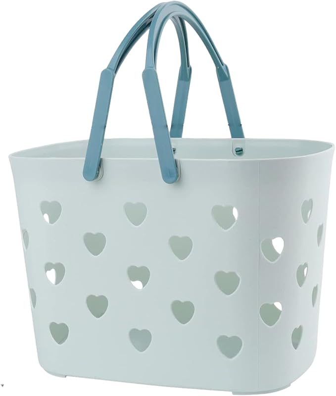 Heart Shaped Hollow Plastic Shower Caddy, Large Capacity Bathroom Organizer with Handle for Dorm & Home