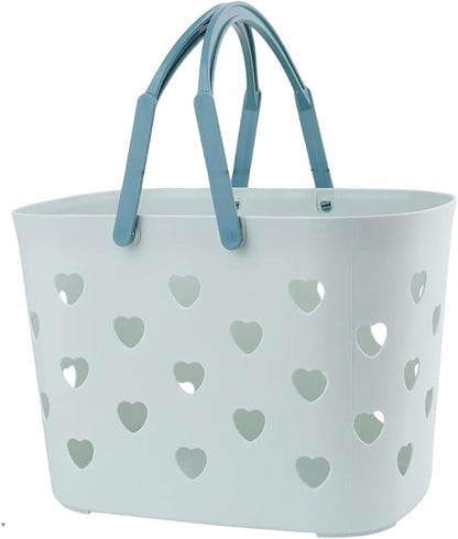 Heart Shaped Hollow Plastic Shower Caddy, Large Capacity Bathroom Organizer with Handle for Dorm & Home