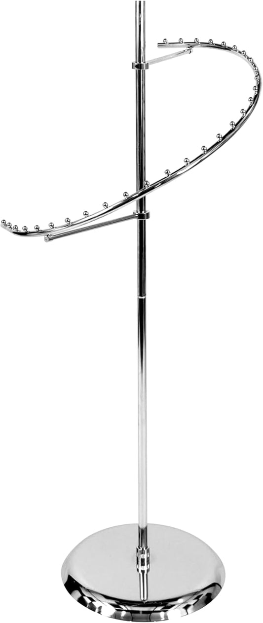 SSWBasics Sleek Chrome Spiral Clothing Rack - 29 Ball Retail Clothing Display Stand - 63"H - Boutique Garment and Accessories Display - Stylish Clothing Display Racks for Retail Stores