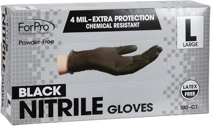 ForPro Disposable Nitrile Gloves, Chemical Resistant, Powder-Free, Latex-Free, Non-Sterile, Food Safe, 4 Mil, 100-Count