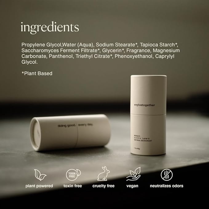 evolvetogether Aluminum Free Natural Deodorant for Women & Men | Vetiver & Cedarwood | Neutralizes Odors, Soothes Skin | Vegan, Cruelty-Free, Baking Soda Free | Made in USA (Havana, 1.69 Oz)