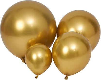 100pcs Metallic Gold Balloons Different Sizes 18 inch +12 inch +10 inch +5 inch Chrome Gold Balloon Gold Latex Balloons for Halloween Christmas Thanksgiving Birthday Party Graduation Baby Shower