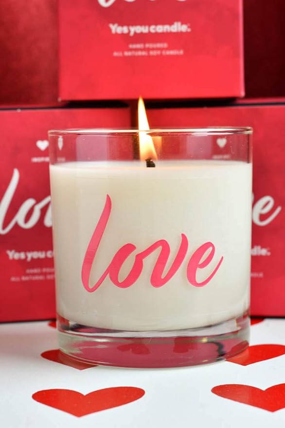 Love, Bergamot, Wine, Orange, Vanilla, Lillies & Musk, Highly-Scented, Inspirational Soy Candle, Made in USA, Pure Essential Oils, Aromatherapy, 9.5 oz
