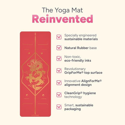 Liforme Zodiac New Year Collection - Free Yoga Bag Included - Patented Alignment System, Warrior-like Grip, Non-Slip, Eco-friendly, Sweat-resistant, Long, Wide and Thick for Comfort