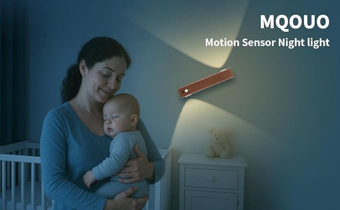 Motion Sensor LED Night Lights, 2500 mAh Rechargeable Battery Operated Indoor Wall Light Without Power Connection with Switch, Wireless Wall Lighting Battery for Cabinet Bedroom Stairs (Gold)