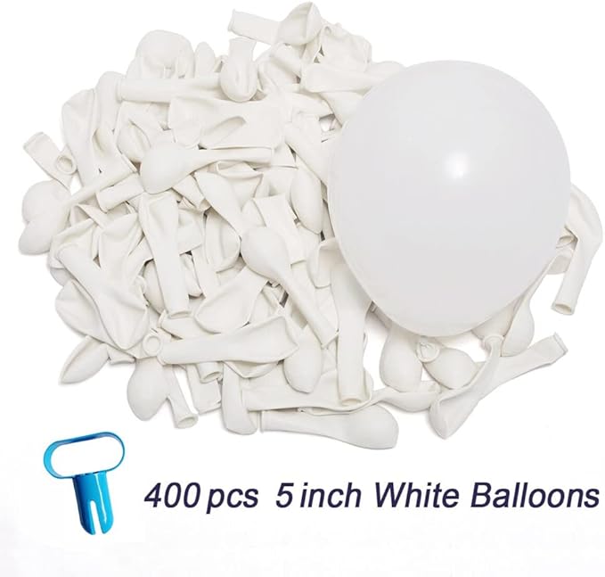 400 Pack White Balloons, 5 Inch White Latex Balloons Helium Balloons Party Decorations Supplies