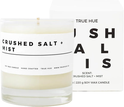 True Hue | Luxury Highly Scented Candle | Premium Soy Wax Blend | 7.75 oz | 40-50 Hour Burn Time | Cotton Wick | Natural Candles | Glass (Crushed Salt + Mist)