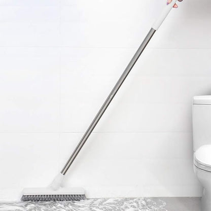 Affogato Floor Scrub Brush Bathroom Long Handle Bathtub Push Broom Shower Tile Grout Scrubber Rotatable Indoor Kitchen Scrubbing Cleaning Brush for Hard to Reach Areas - White