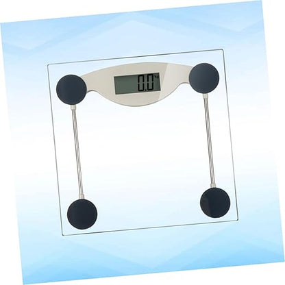 Transparent LCD Digital Bathroom Scale High-Accuracy Body Weight Scale with Resolution for Home Use with Overload and Battery Level Indication