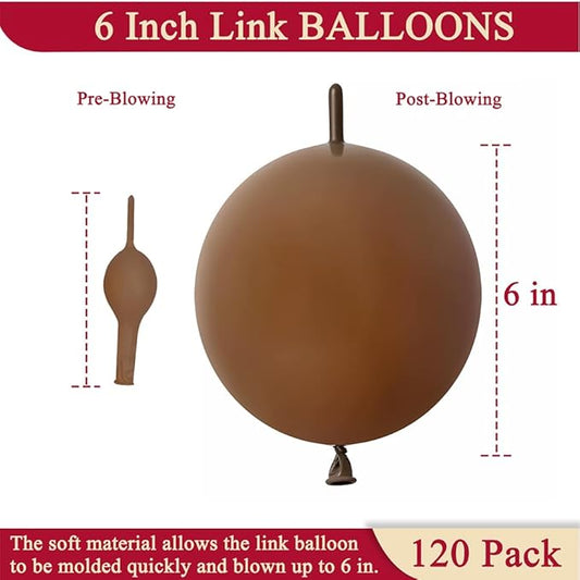 Brown Link Balloons 6 Inch 120 Pcs Latex Quick Linking Balloon for Birthday Wedding Party Festival Decorations