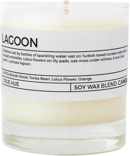 True Hue | Luxury Highly Scented Candle | Premium Soy Wax Blend | 7.75 oz | 40-50 Hour Burn Time | Cotton Wick | Natural Candles | Glass (Lagoon)