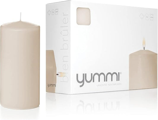 Yummi 3" x 6" Sandstone Round Pillar Candles - 3 per Pack