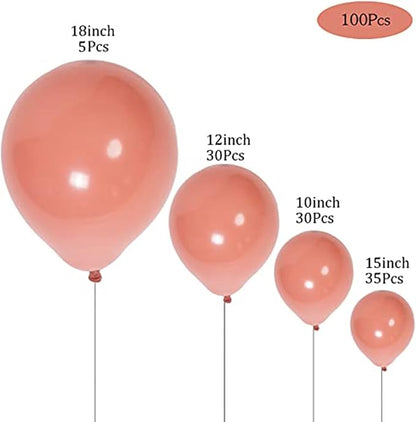 100pcs Dusty Pink Balloons 18 inch +12 inch +10 inch +5 inch Different Sizes Latex Party Rose Pink Balloon for Girl Baby Shower Birthday Wedding Party Decorations