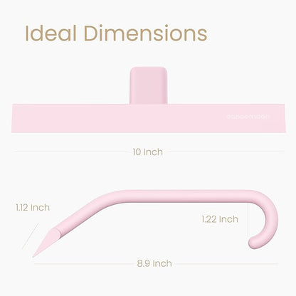 dancemoon JustHang Shower Squeegee for Glass Doors, All-one-Piece Silicone with Built-in Hook Design for Easy Hanging and Cleaning, 10 Inch Pink
