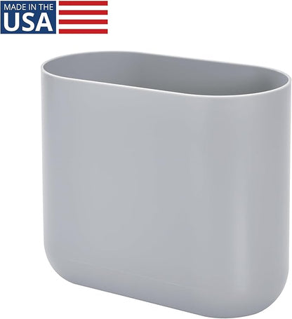 iDesign Small Slim Plastic Bathroom Trash Can, Garbage Can for Bedroom, Office, Desk, Dorm, Gray