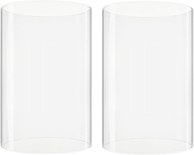 CYS EXCEL 2 PCS (H:6" D:4") Open Ended Clear Glass Hurricane Candleholder Tube Lamp Shade Open Flame Candlestick Holder Chimney Tube Cover Bottomless Cylinder