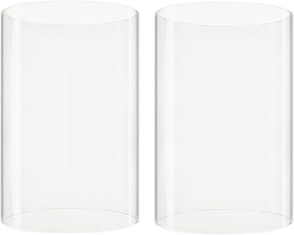 CYS EXCEL 2 PCS (H:6" D:4") Open Ended Clear Glass Hurricane Candleholder Tube Lamp Shade Open Flame Candlestick Holder Chimney Tube Cover Bottomless Cylinder