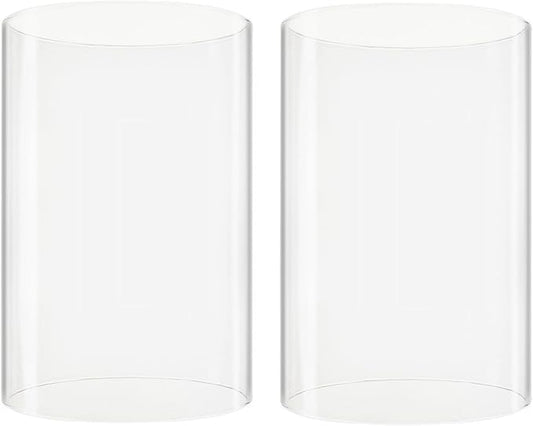 CYS EXCEL 2 PCS (H:6" D:4") Open Ended Clear Glass Hurricane Candleholder Tube Lamp Shade Open Flame Candlestick Holder Chimney Tube Cover Bottomless Cylinder