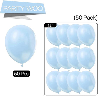 PartyWoo Sky Blue Balloons 50 pcs 12 Inch Pearl Light Blue Balloons for Graduation Gender Reveal Baby Shower Wedding Anniversary Birthday Party Decorations Blue-Z22