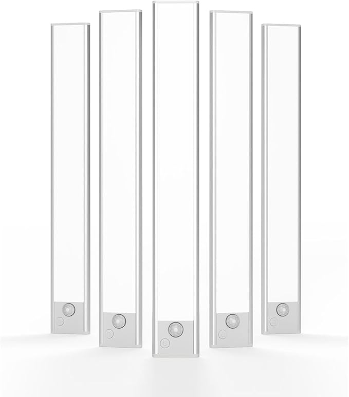 Under Cabinet Lighting, LED Magnetic Motion Activated Under Cabinet Lights, Rechargeable Closet Lights 2800mAh Battery Operated, Wireless Dimmable Under Counter Lights for Kitchen,Hallway 5 Pack