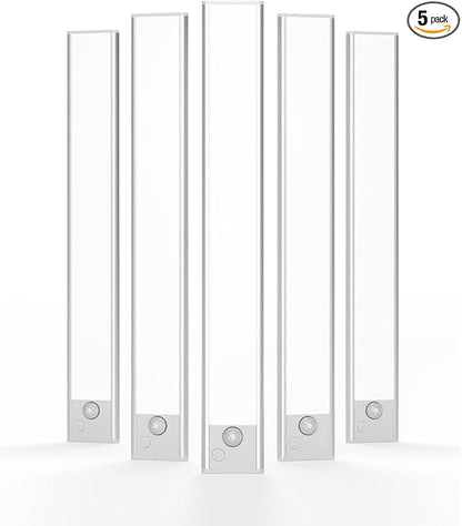 Under Cabinet Lighting, LED Magnetic Motion Activated Under Cabinet Lights, Rechargeable Closet Lights 2800mAh Battery Operated, Wireless Dimmable Under Counter Lights for Kitchen,Hallway 5 Pack