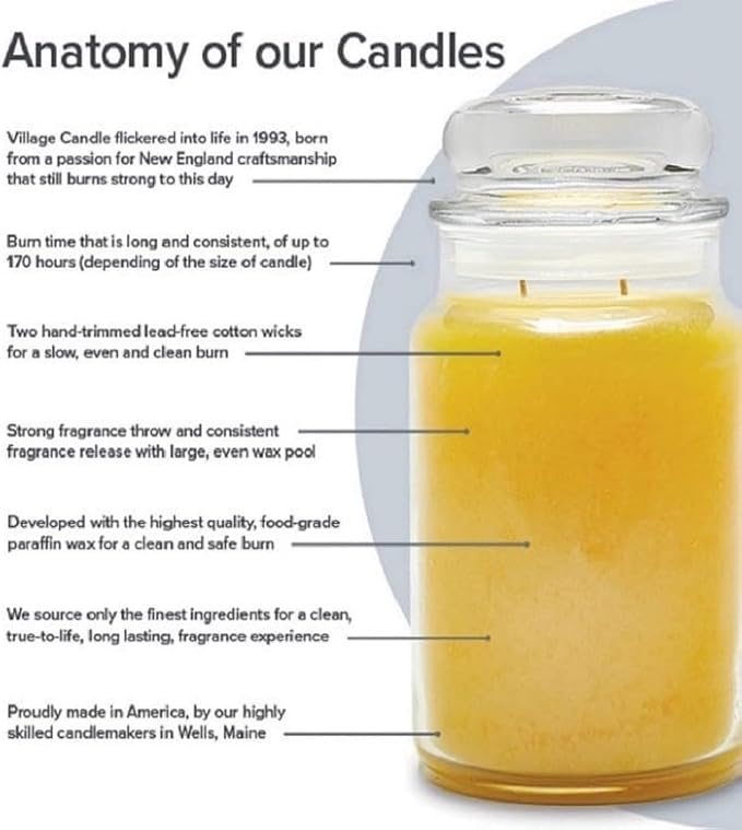 Village Candle Apples & Cinnamon Large Apothecary Jar, Scented Candle, 21.25 oz.