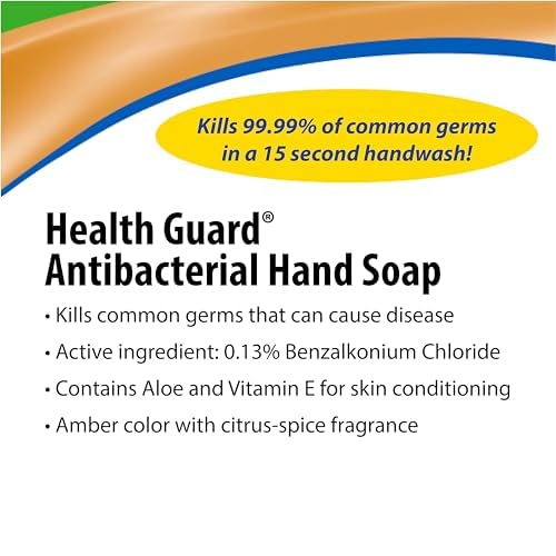 Health Guard 21313 Foaming Advanced Antibacterial Hand Soap, 1 Gallon Pour Top Bottle, Amber with Citrus Spice Scent (Pack of 2)