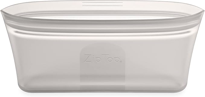Zip Top Reusable Food Storage Bags | Snack Bag [Gray] | Silicone Meal Prep Container | Microwave, Dishwasher and Freezer Safe | Made in the USA