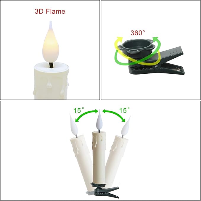 Romingo Flameless Candles Christmas Decor, 10PCS Led Flickering Lights Battery Operated with Remote Timer/Clips, Window Candles for Home Indoor Outdoor Wedding Halloween Christmas Trees Decor