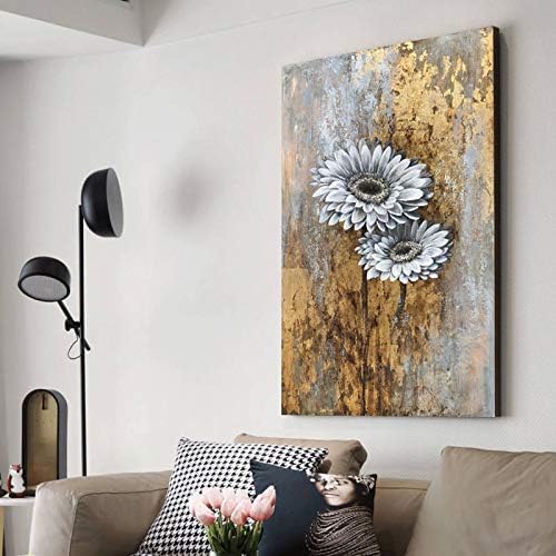 Yihui Arts Wild Sunflower Wall Art Vintage Floral Painting Pictures for Farmhouse Living Room Bedroom Decor
