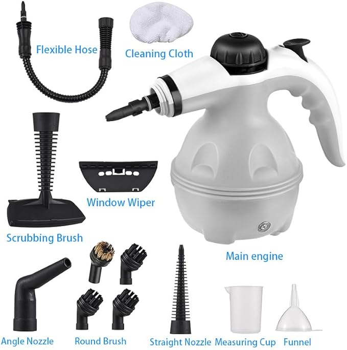 Steam Cleaner with 12 Accessories | Multi Purpose High Pressure Steam Cleaning Machine for Home | Handheld Steam Cleaner for Kitchen, Bathroom, Tiles, Carpets, Upholstery & Car Detailing