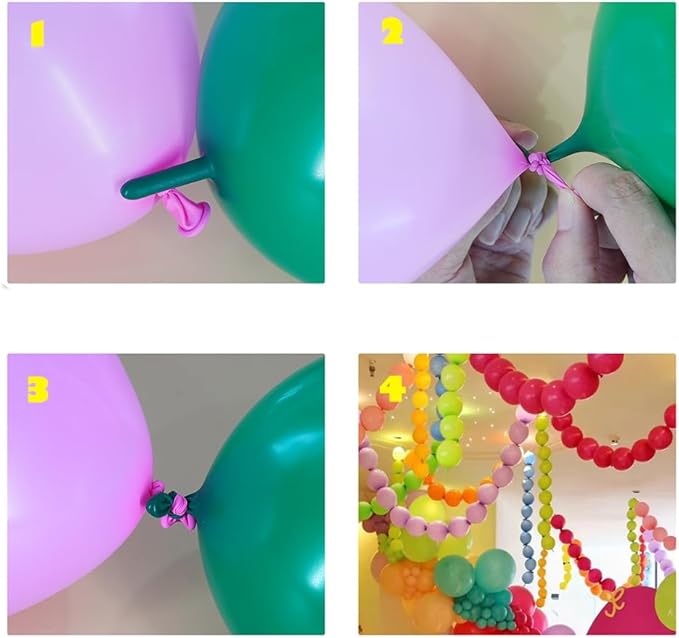 Green Link Balloons 10 Inch 120 Pcs Latex Linking Balloons for Birthday Wedding Party Festival Decorations