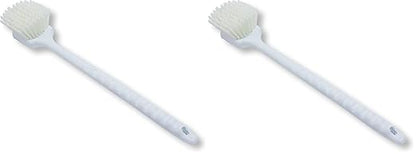 SPARTA Plastic Large Scrub Brush, Kitchen and Utility Brush with Long Handle for Cleaning, 20 Inches, White (Pack of 2)
