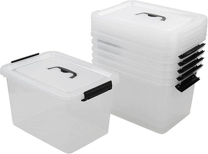 Zopnny 12 Quart Storage Latch Bins with Handles, Plastic Clear Storage Box with Lid, 6 Pack