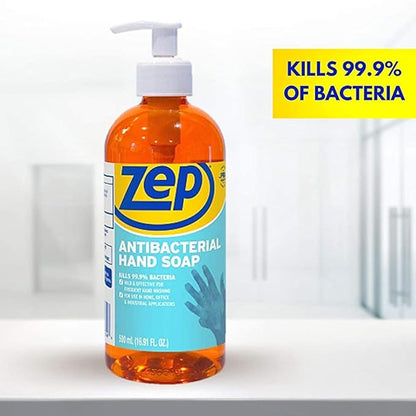 Zep Industrial Antibacterial Hand Soap - 16.9 oz (Case of 12) R46101- Mild Formula, Removes Dirt and Soils From Hands