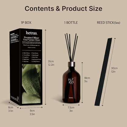 hetras Premium Reed Diffuser Set 16.9 fl.oz. 1 Pack | Black Cherry Scent | Long-Lasting Luxury Fragrance with 10 Reed Sticks for Home & Office | Gifts for Loved One