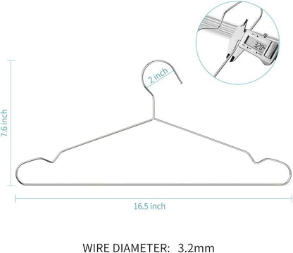 Wire Hangers, Clothes Hangers 50 Pack Heavy Duty Stainless Steel Metal Pants Hangers 16.5inch
