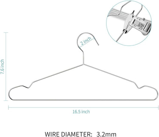 Wire Hangers, Clothes Hangers 50 Pack Heavy Duty Stainless Steel Metal Pants Hangers 16.5inch