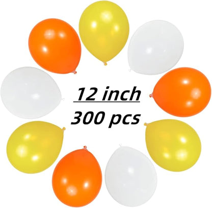 300 Pack Yellow Orange White Balloons 100 of each of the 3 colors 12 inch Yellow Orange White Latex Party Balloon Bulk for Various Party Events Decorations